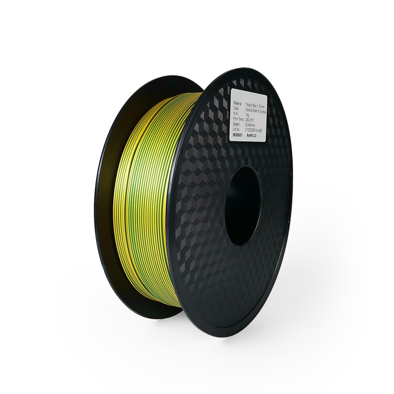 PLA Silk Tricolor Filament, 1.75 mm, 1 kg, gold & green & fuchsia